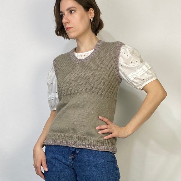 Vintage 80s Handmade Textured SWEATER VEST! S-M - Picture 5 of 7